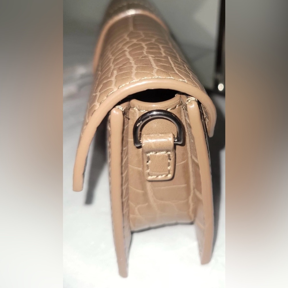 Charles & Keith Croc-Embossed Crossbody Bag in Brown Faux Leather & Dust Bag - Picture 10 of 16